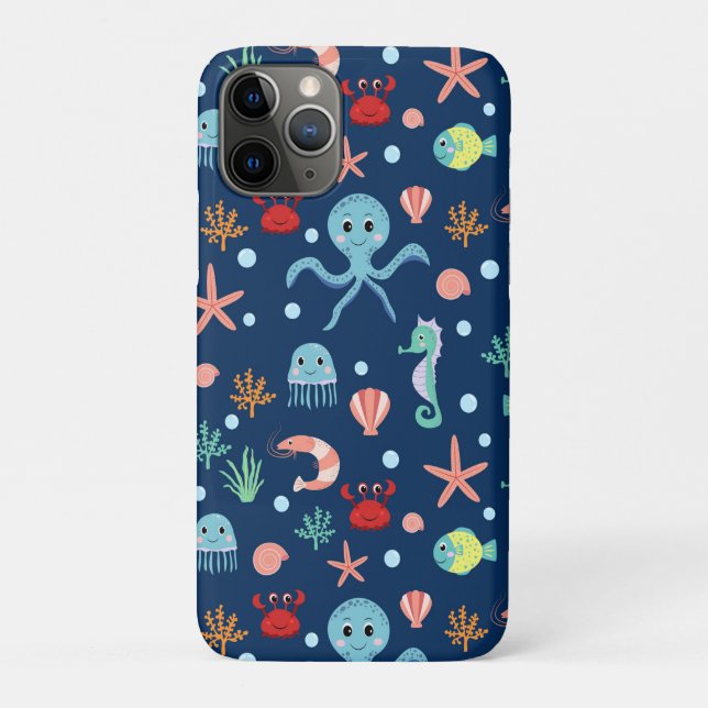 Cute Ocean Sea Life Pattern Case-Mate iPhone Case (Back)