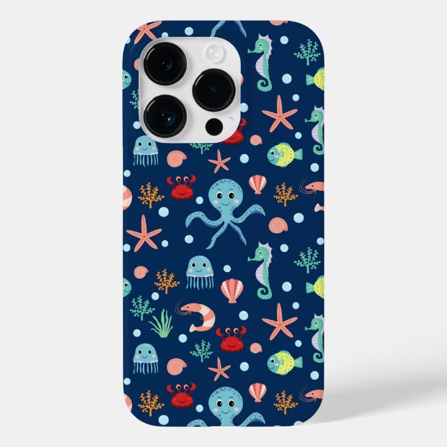 Cute Ocean Sea Life Pattern Case-Mate iPhone Case (Back)