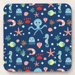 Cute Ocean Sea Life Pattern Coaster