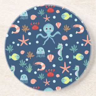 Cute Ocean Sea Life Pattern Coaster