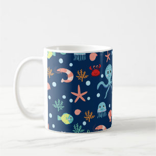 Cute Ocean Sea Life Pattern Coffee Mug