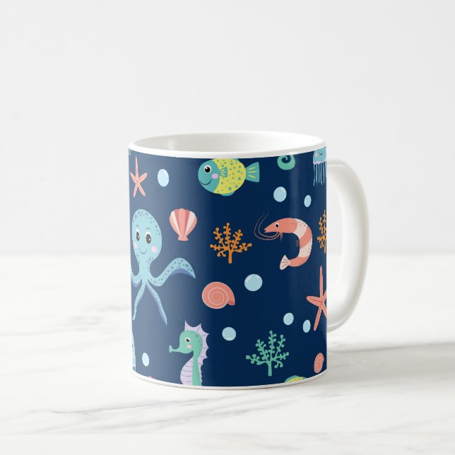 Cute Ocean Sea Life Pattern Coffee Mug (Front Right)