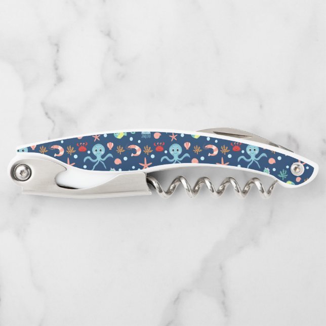 Cute Ocean Sea Life Pattern Corkscrew (Front)