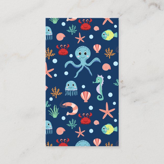 Cute Ocean Sea Life Pattern Discount Card (Front)