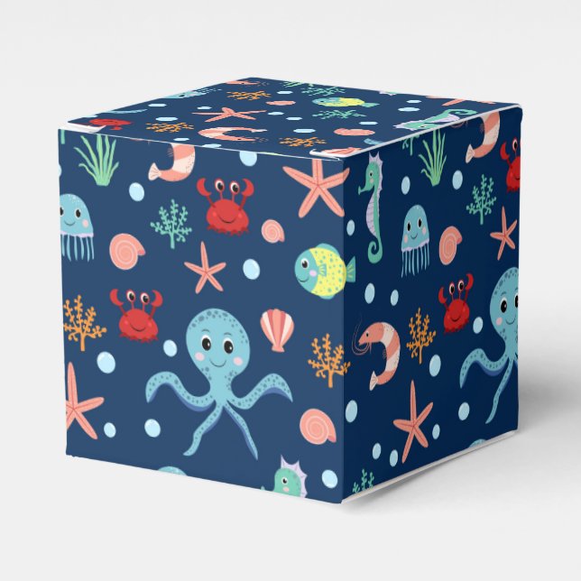 Cute Ocean Sea Life Pattern Favour Box (Front Side)