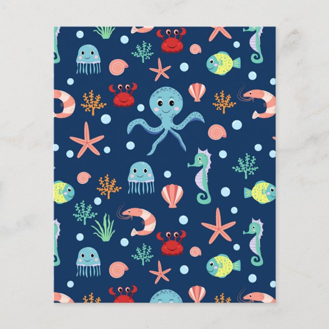 Cute Ocean Sea Life Pattern Flyer (Front)