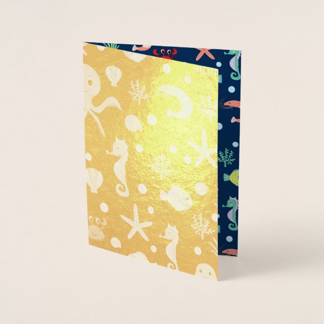 Cute Ocean Sea Life Pattern Foil Card (Front)