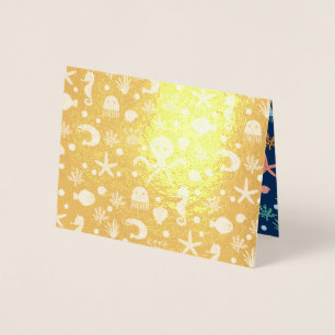 Cute Ocean Sea Life Pattern Foil Card