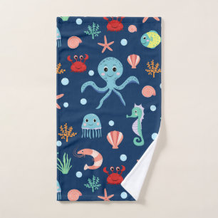 Cute Ocean Sea Life Pattern Hand Towel