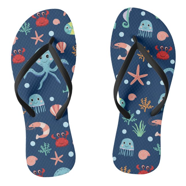 Cute Ocean Sea Life Pattern Jandals (Footbed)