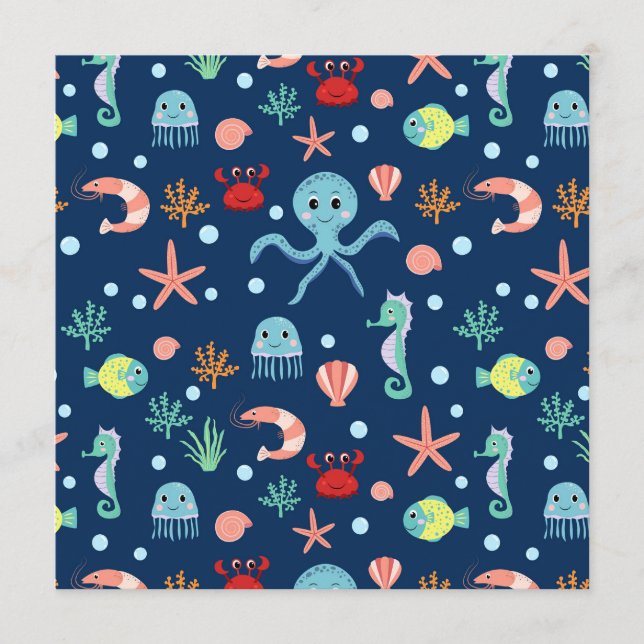 Cute Ocean Sea Life Pattern Menu (Front)