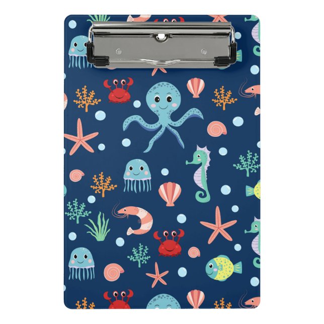 Cute Ocean Sea Life Pattern Mini Clipboard (Front)