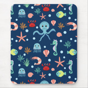 Cute Ocean Sea Life Pattern Mouse Pad