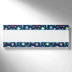 Cute Ocean Sea Life Pattern Name Tag