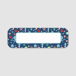 Cute Ocean Sea Life Pattern Name Tag