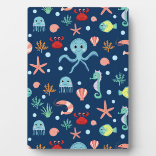 Cute Ocean Sea Life Pattern Plaque