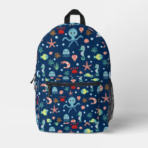 Cute Ocean Sea Life Pattern Printed Backpack
