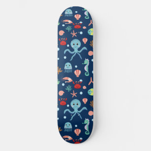 Cute Ocean Sea Life Pattern Skateboard