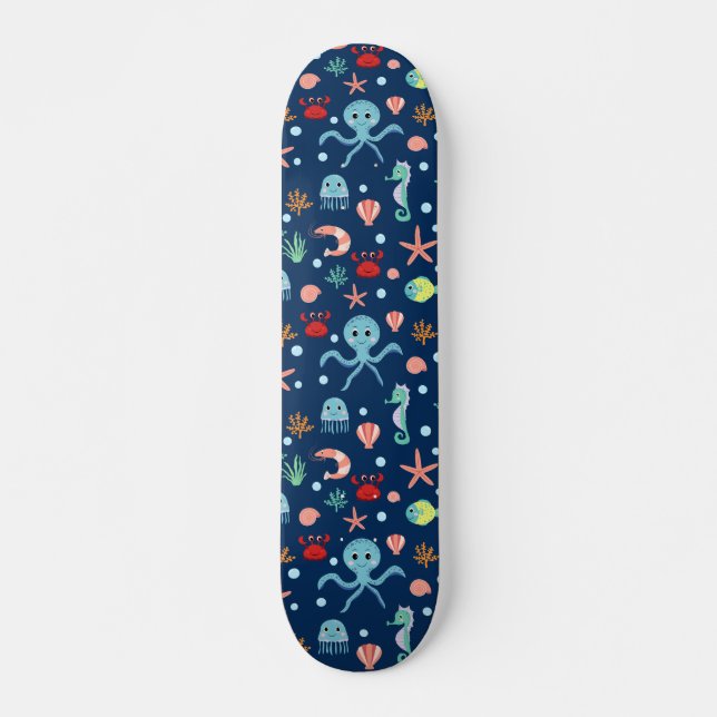 Cute Ocean Sea Life Pattern Skateboard (Front)