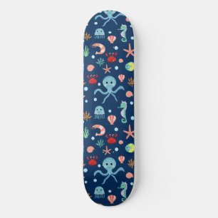 Cute Ocean Sea Life Pattern Skateboard