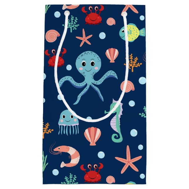 Cute Ocean Sea Life Pattern Small Gift Bag (Front)