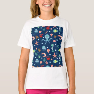 Cute Ocean Sea Life Pattern T-Shirt