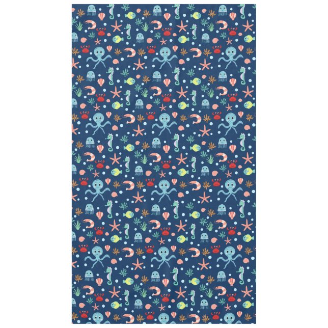 Cute Ocean Sea Life Pattern Tablecloth (Front)