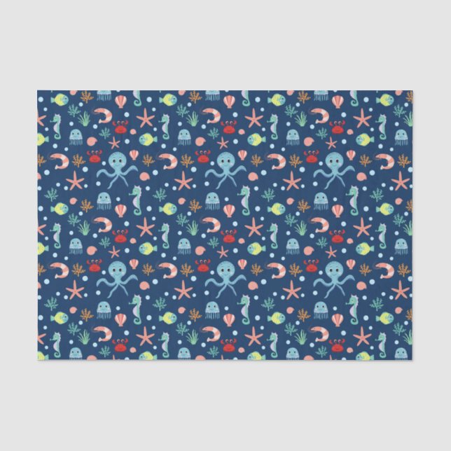 Cute Ocean Sea Life Pattern Tissue Paper (Front)