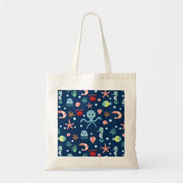 Cute Ocean Sea Life Pattern Tote Bag (Front)