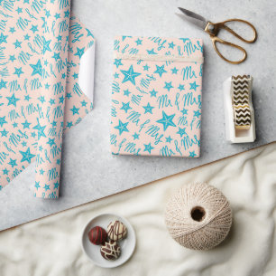 Cute Ocean Starfish Summer Bridal Shower Pastel Wrapping Paper