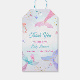 Cute Ocean Summer Mermaid Tail Baby Shower Gift Tags