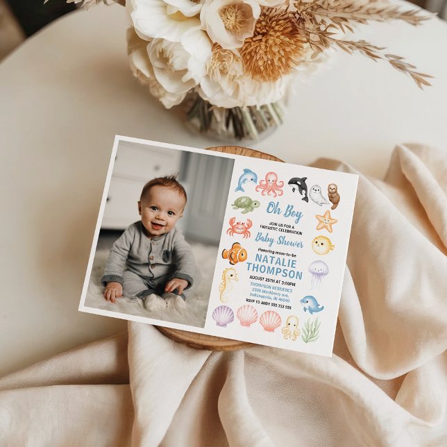 Cute Ocean Under the Sea Animal Baby Shower Invitation (Cute Ocean Under the Sea Animal Baby Shower Invitation)