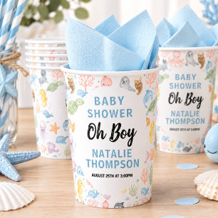 Cute Ocean Under the Sea Animal Baby Shower Paper Cups