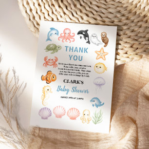 Cute Ocean Under the Sea Animal Baby Shower Thank You Card