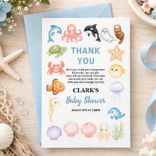 Cute Ocean Under the Sea Animal Baby Shower Thank You Card