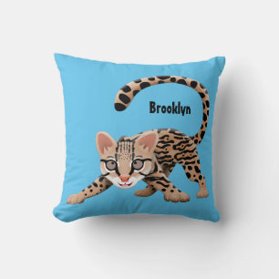 Cute ocelot cartoon illustration  cushion