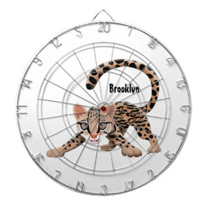 Cute ocelot cartoon illustration  dartboard