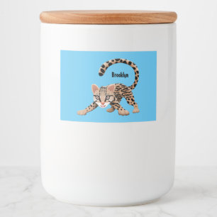 Cute ocelot cartoon illustration food label