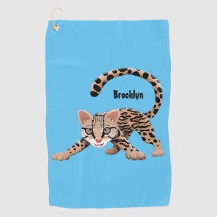 Cute ocelot cartoon illustration golf towel