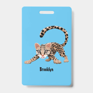 Cute ocelot cartoon illustration ID badge