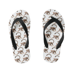 Cute ocelot cartoon illustration kid's jandals