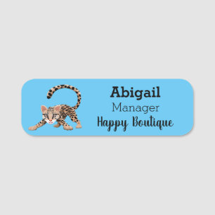 Cute ocelot cartoon illustration name tag