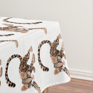 Cute ocelot cartoon illustration tablecloth