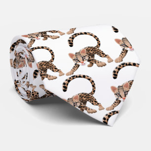 Cute ocelot cartoon illustration tie