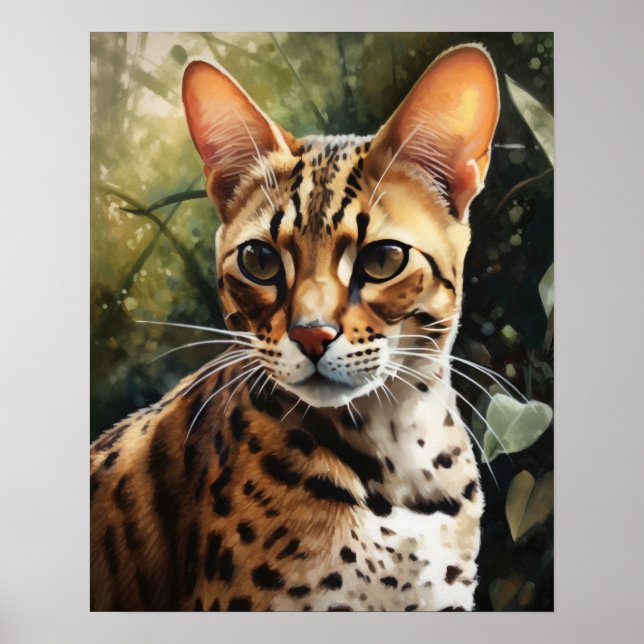 Cute Ocicat Cat Art Print Poster (Front)