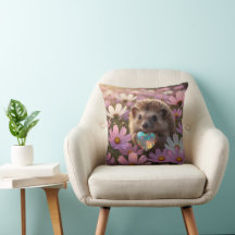 Cute October Hedgehog with Opal Heart