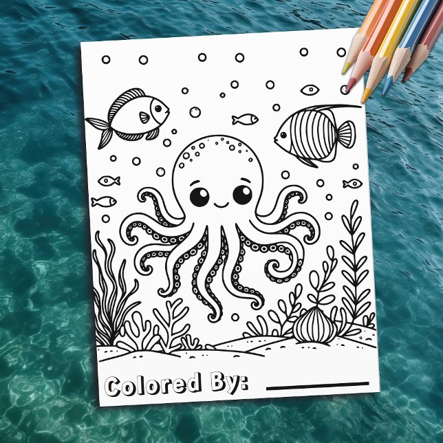 Cute Octopus and Fish | Kid's Colouring Page (Creator Uploaded)