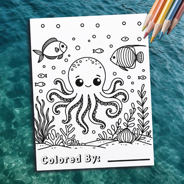 Cute Octopus and Fish | Kid's Colouring Page (Creator Uploaded)