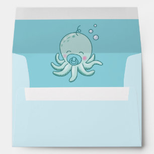 Cute Octopus Baby Shower Kawaii Blue Boy Envelope