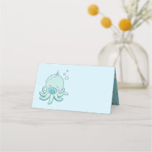 Cute Octopus Baby Shower Kawaii Blue Boy